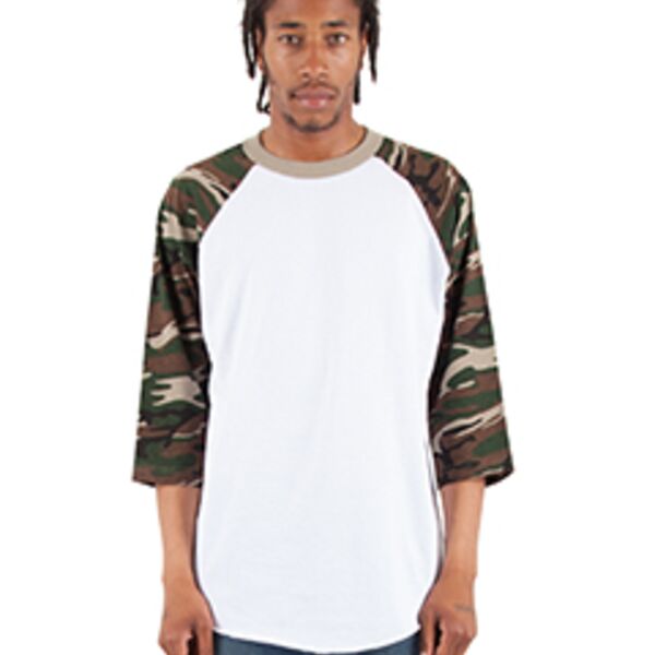 Shaka Wear Adult Three-Quarter Sleeve Camo Raglan T-Shirt SHRAGCM Adult Three-Quarter Sleeve Camo Raglan T-Shirt Thumbnail